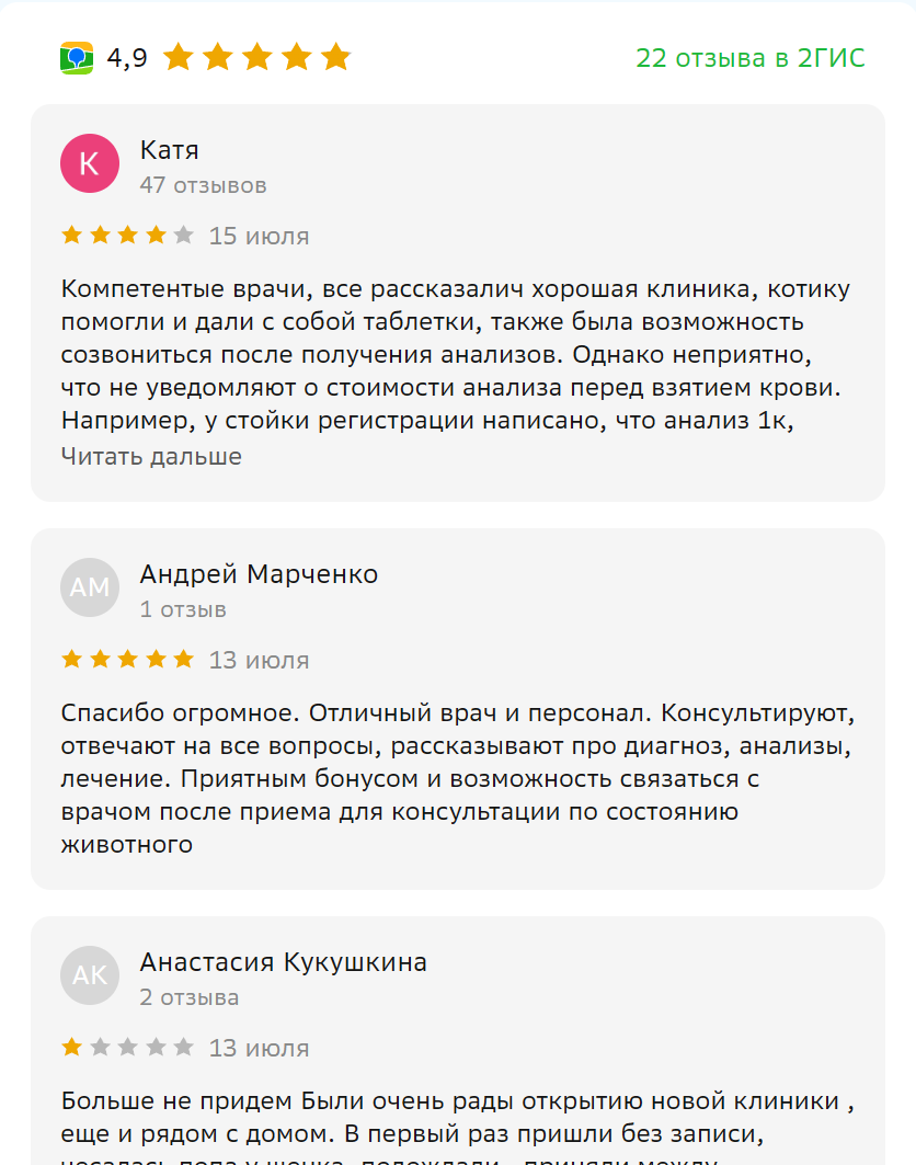 Отзывы на 2ГИС